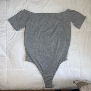 Grey off the shoulder bodysuit